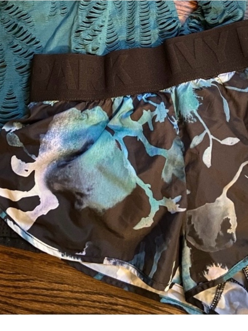 IVY PARK Athletic Shorts Blue and Teal Watercolor  (never worn no tags)